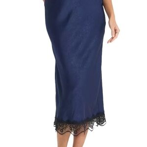 NWT A New Day Navy Lace Trimmed Midi Skirt Size XS